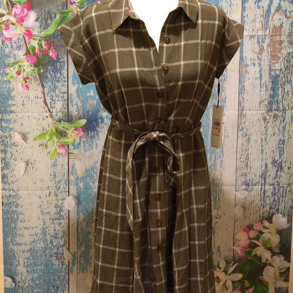 NWT Calvin Klein Checkered Shirt Dress